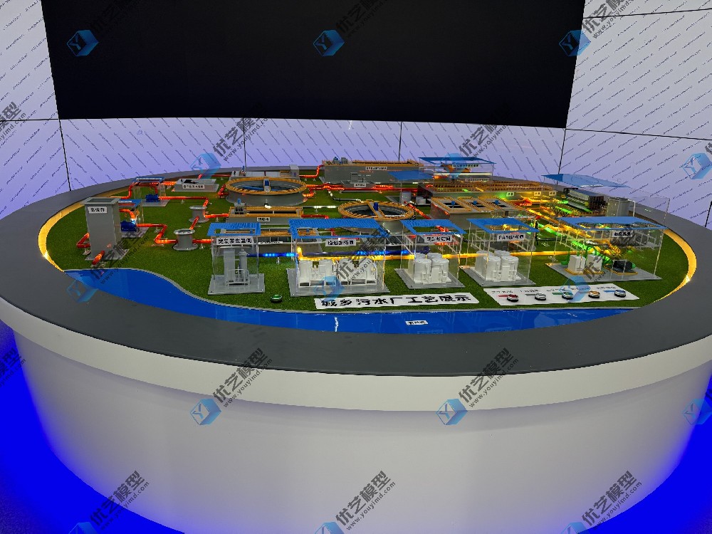 污水處理廠結構、工藝流程仿真模型，污水處理廠沙盤模型，污水處理廠模型
